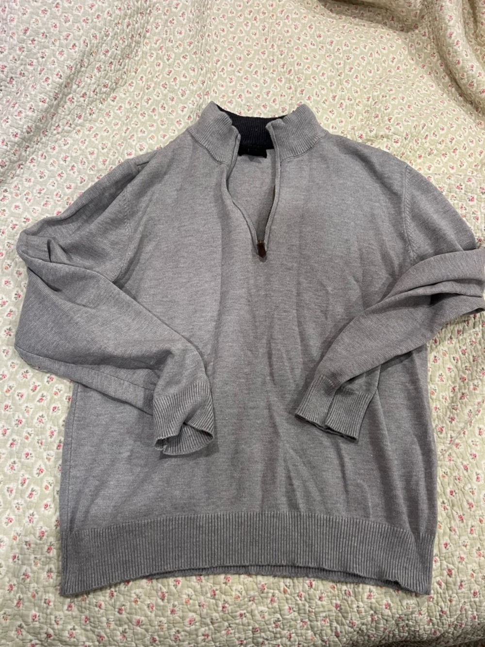 Magaschoni Men's Gray Half-Zip Knit Sweater